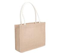 Vintage Jute Shopping Tote Bag for Women and White | Lightweight Portable Pouch, Retro Delicate Style, Flower Basket Daily Use, Easy to Carry, Small Size