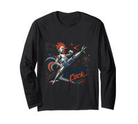 Vintage Karate Cock Robot Rooster Retro Atomic Kick Fighter Long Sleeve T-Shirt