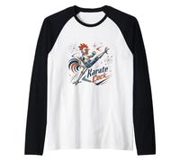 Vintage Karate Cock Robot Rooster Retro Atomic Kick Fighter Raglan Baseball Tee