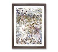 Vintage Karl Ludwig Hartig Hare Modern Bg Framed Print | A3 Walnut Framed Wall Art | Ready to Hang | Classic Animal Picture | Living Room Bedroom Lounge Office
