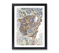 Vintage Karl Ludwig Hartig Koala Modern Bg Framed Print | A3 Black Framed Wall Art | Ready to Hang | Classic Animal Picture | Living Room Bedroom Lounge Office