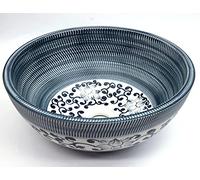 Vintage Kasbah Floral Patterned Vintage Bathroom Cloakroom Round Ceramic Counter Top Basin Sink Washing Bowl Craft Handmade Large Small 40 cm, 35 cm, 30 cm (Small)
