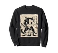 Vintage Kawaii Samurai Ninja Cat Japanese Anime Aesthetic Sweatshirt