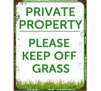 Vintage Keep Off Grass Metal Sign, Private Property - Please Keep Off Grass Signs for Neighborhoods Farm Garden Lawn yard, 30x40 CM Aluminum Sign Indoor Outdoor Use