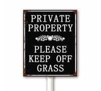 Vintage Keep Off Grass Signs for Yard Private Property - Please Keep Off Grass Sign with Stake for Neighborhoods Farm Garden Lawn, 20X30CM Aluminum Sign Rust Free Weatherproof Outdoor Use