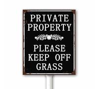 Vintage Keep Off Grass Signs for Yard Private Property - Please Keep Off Grass Sign with Stake for Neighborhoods Farm Garden Lawn, 18X22CM Aluminum Sign Rust Free Weatherproof Outdoor Use