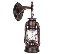 Vintage Kerosene LED Wall Lamp, AC110-240V European Retro Style Transparent Glass Shade Pendant Lamp Antique Iron Kerosene Wall Sconce Fixture for Cafe Bar Hallway (Red Bronze)