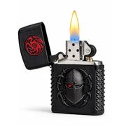 Vintage Kerosene Lighter Cool Windproof Reusable Petrol Trench Lighter Soft Flame for Collection Decorative Gift Present (B)