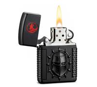 Vintage Kerosene Lighter Cool Windproof Reusable Petrol Trench Lighter Soft Flame for Collection Decorative Gift Present (D)