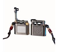Vintage Kerosene Lighter with Lanyard, Side-sliding Wheel Ignition, Antique Lift-arm Design,for Men's Gift, Collection(Black)