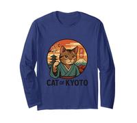 Vintage Kimono Cat from Ancient Kyoto Long Sleeve T-Shirt