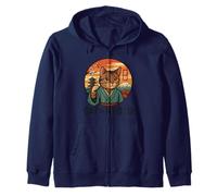 Vintage Kimono Cat From Ancient Kyoto Zip Hoodie