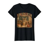 Vintage Kindergarten Cat Teacher Coffee Classroom Humor Value Graphic T-Shirt