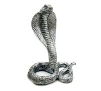 Vintage King Cobra Snake Statue Figurine Sculpture Animal Figure Collectible Gifts for Snake Lover Office Home Decor Desk Accessories Decoration Garden Yard Figurines Outdoor Decor (Silver)
