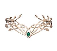 Vintage King Round Elves Crown Tiara - Leaf Headband For Women And Men Bridal Hair Accessory Wedding Headwear(Green)