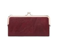 Vintage Kiss Lock Long Women's Wallet Solid Color Zipper Minimalism Double Fold Large Capacity Handbag for Commute(Purple)