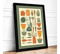 Vintage Kitchen Catalogue Retro Framed Wall Art Print A2 Black | Ready to Hang, Premium Gi Paper, Fade-Resistant Inks, Securely Packaged, UK Made