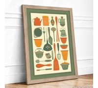Vintage Kitchen Catalogue Retro Framed Wall Art Print A3 Oak | Ready to Hang, Premium Gi Paper, Fade-Resistant Inks, Securely Packaged, UK Made