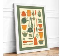 Vintage Kitchen Catalogue Retro Framed Wall Art Print A4 White | Ready to Hang, Premium Gi Paper, Fade-Resistant Inks, Securely Packaged, UK Made