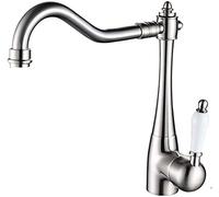 Vintage Kitchen Sink Mixer Tap - Country House Style Brass Single Lever Faucet with Ceramic Handle - Perfect for Rustic Home Decor and Farmhouse Kitchens