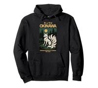 Vintage Kitsune Art Okinawa Asia Tourism Japanese Fox Poster Pullover Hoodie