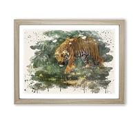 Vintage Knight, Charles R. Tiger & Cobra Modern FC Framed Wall Art Print, Ready to Hang Picture for Living Room Bedroom Home Office Décor, Oak A2 (64 x 46 cm)