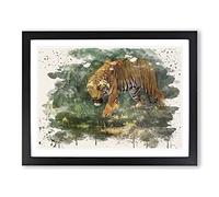 Vintage Knight, Charles R. Tiger & Cobra Modern FC Framed Wall Art Print, Ready to Hang Picture for Living Room Bedroom Home Office Décor, Black A2 (64 x 46 cm)