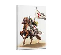 Vintage Knight Templar On Horse Poster Decorative Painting Canvas Wall Posters And Art Picture Print Modern Family Bedroom Decor Posters 12x18inch(30x45cm)