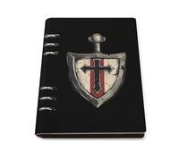 Vintage Knights Templar 6 Ring Refillable Notebook PU Leather A5 Binder Planner Book Loose-Leaf Notebooks with 90 Sheets Paper