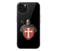 Vintage Knights Templar Glass Back Mobile Phone Basic Cases Compatible with iPhone 15/15 Plus/15 Pro/15 Pro Max Anti-Scratch Covers