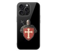 Vintage Knights Templar Glass Back Mobile Phone Basic Cases Compatible with iPhone 15/15 Plus/15 Pro/15 Pro Max Anti-Scratch Covers