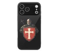 Vintage Knights Templar Glass Back Mobile Phone Basic Cases Compatible with iPhone 17/17 Air/17 Pro/17 Pro Max Anti-Scratch Covers