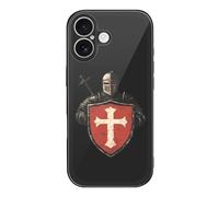 Vintage Knights Templar Glass Back Mobile Phone Basic Cases Compatible with iPhone 17/17 Air/17 Pro/17 Pro Max Anti-Scratch Covers