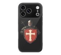 Vintage Knights Templar Glass Back Mobile Phone Basic Cases Compatible with iPhone 17/17 Air/17 Pro/17 Pro Max Anti-Scratch Covers