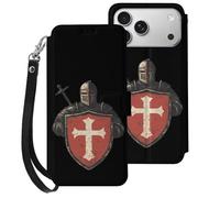Vintage Knights Templar Mobile Phone Front Flip Cases Compatible with iPhone 17/17 Air/17 Pro/17 Pro Max Anti-Scratch Covers