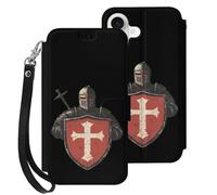 Vintage Knights Templar Mobile Phone Front Flip Cases Compatible with iPhone 17/17 Air/17 Pro/17 Pro Max Anti-Scratch Covers