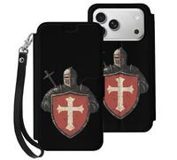 Vintage Knights Templar Mobile Phone Front Flip Cases Compatible with iPhone 17/17 Air/17 Pro/17 Pro Max Anti-Scratch Covers