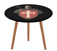 Vintage Knights Templar Round Tablecloth Washable Oxford Cloth Table Cover for Indoor Outdoor Dining Picnic Party