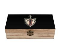 Vintage Knights Templar Wooden Decorative Boxes with Hinged Lid Small Storage Treasure Box for Keepsake Jewelry