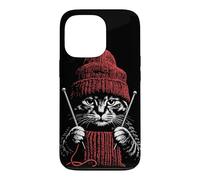 Vintage Knitting Cat Crochet Cute Yarn Lover Mom Women Case for iPhone 13 Pro