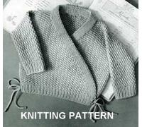 Vintage Knitting Pattern, Baby Crossover Cardigan, Sizes 6 Months, 1 Year Print ON Demand, White Paper