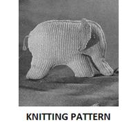 Vintage KNITTING PATTERN, Elephant Toy - PRINT ON DEMAND, WHITE PAPER