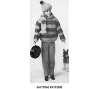 Vintage KNITTING PATTERN Number 775, Dolls Clothes, Boys Skating Outfit (scarf not included) PRINT ON DEMAND, WHITE PAPER