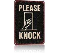 Vintage Knock Before Entering Sign for Office Kitchen 8 X 12 in