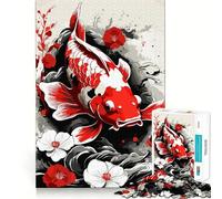 Vintage Koi Fish 1000 Piece Jigsaws for Adults Brain Recall Game Tight Interlock No Gaps Calming Mental Break Activity (38x52cm)