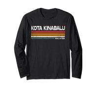 Vintage Kota Kinabalu Design Retro Malaysia City Souvenir Long Sleeve T-Shirt