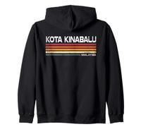 Vintage Kota Kinabalu Design Retro Malaysia City Souvenir Zip Hoodie