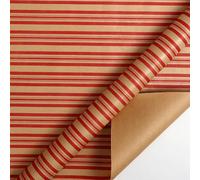 Vintage Kraft Christmas Wrapping Paper Roll Classic Red Candy Cane Stripe Rustic Gift Wrap Paper with Gridline Holiday Xmas Design Mini Roll 17 x 118 Inch (43 x 300 cm) Kraft Paper