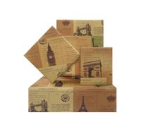 Vintage Kraft Wrapping Paper 4 Sheets European Landmark Print Gift Wrap Paper with Eiffel Tower Arc de Triomphe Big Ben Tower Bridge Design for Birthday Anniversary Baby Shower,20x29 inch
