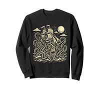 Vintage Kraken Attacking Pirate Ship Nautical Sea Monster Sweatshirt